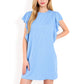 Ruffle Sleeve Textured Knit Mini Shift Dress