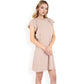 Ruffle Sleeve Textured Knit Mini Shift Dress
