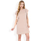 Ruffle Sleeve Textured Knit Mini Shift Dress