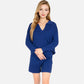 Women's Textured Long Sleeve Pullover and Shorts Set with Collared Neckline