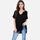 V-Neck Knit Top with Short Sleeves and Relaxed Fit
