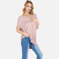 V-Neck Knit Top with Short Sleeves and Relaxed Fit