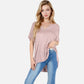 V-Neck Knit Top with Short Sleeves and Relaxed Fit