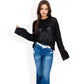 Oversized Star Cutout Knit Pullover Sweater with Drop Shoulder Design