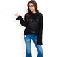 Oversized Star Cutout Knit Pullover Sweater with Drop Shoulder Design