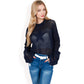 Oversized Star Cutout Knit Pullover Sweater with Drop Shoulder Design