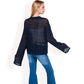 Oversized Star Cutout Knit Pullover Sweater with Drop Shoulder Design