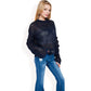 Oversized Star Cutout Knit Pullover Sweater with Drop Shoulder Design