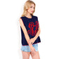 Cherry Embroidered Knit Sleeveless Sweater Vest with Ribbed Trim