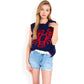Cherry Embroidered Knit Sleeveless Sweater Vest with Ribbed Trim