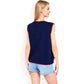 Cherry Embroidered Knit Sleeveless Sweater Vest with Ribbed Trim