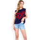 Cherry Embroidered Knit Sleeveless Sweater Vest with Ribbed Trim