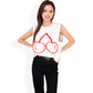 Cherry Embroidered Knit Sleeveless Sweater Vest with Ribbed Trim