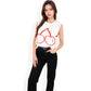 Cherry Embroidered Knit Sleeveless Sweater Vest with Ribbed Trim