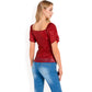 Short Sleeve Square Neck Sequin Top for Special Occasions