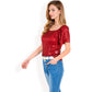 Short Sleeve Square Neck Sequin Top for Special Occasions