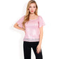 Short Sleeve Square Neck Sequin Top for Special Occasions