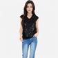 Sequin V-Neck Top with Cap Sleeves and Relaxed Fit