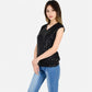 Sequin V-Neck Top with Cap Sleeves and Relaxed Fit