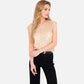 Sequin V-Neck Top with Cap Sleeves and Relaxed Fit