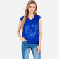 Sequin V-Neck Top with Cap Sleeves and Relaxed Fit