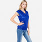 Sequin V-Neck Top with Cap Sleeves and Relaxed Fit