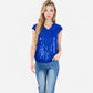 Sequin V-Neck Top with Cap Sleeves and Relaxed Fit
