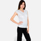 Sequin V-Neck Top with Cap Sleeves and Relaxed Fit