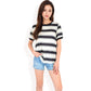 Short Sleeve Striped Casual Tee with Contrast Trim