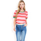 Short Sleeve Striped Casual Tee with Contrast Trim
