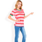 Short Sleeve Striped Casual Tee with Contrast Trim