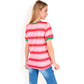 Short Sleeve Striped Casual Tee with Contrast Trim