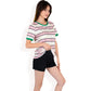 Short Sleeve Striped Casual Tee with Contrast Trim