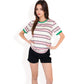 Short Sleeve Striped Casual Tee with Contrast Trim