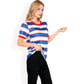Short Sleeve Striped Casual Tee with Contrast Trim