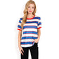 Short Sleeve Striped Casual Tee with Contrast Trim