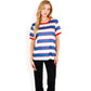Short Sleeve Striped Casual Tee with Contrast Trim