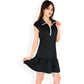 Zip-Up Collared Dress with Ruffle Hem