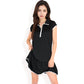 Zip-Up Collared Dress with Ruffle Hem