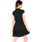 Zip-Up Collared Dress with Ruffle Hem