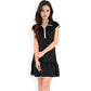 Zip-Up Collared Dress with Ruffle Hem