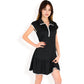 Zip-Up Collared Dress with Ruffle Hem