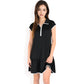 Zip-Up Collared Dress with Ruffle Hem