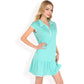 Zip-Up Collared Dress with Ruffle Hem