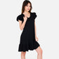 Women's Ruffle Sleeve V-Neck Dress with Tiered Hem and Relaxed Fit