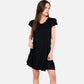 Women's Ruffle Sleeve V-Neck Dress with Tiered Hem and Relaxed Fit