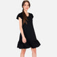 Women's Ruffle Sleeve V-Neck Dress with Tiered Hem and Relaxed Fit