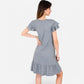 Women's Ruffle Sleeve V-Neck Dress with Tiered Hem and Relaxed Fit