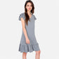 Women's Ruffle Sleeve V-Neck Dress with Tiered Hem and Relaxed Fit