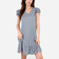Women's Ruffle Sleeve V-Neck Dress with Tiered Hem and Relaxed Fit